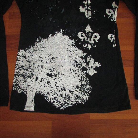 Unlisted Fleur de Lis Black Long Sleeve Tee - Med - Picture 3 of 7